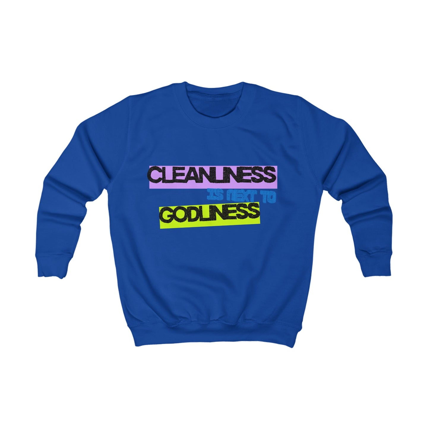 Vibrant Kids Sweatshirt – Cleanliness is Next to Godliness, Godschild, Fun Apparel for christian youth, Gift for youth, Religious Sweatshirt, Youth Fashion