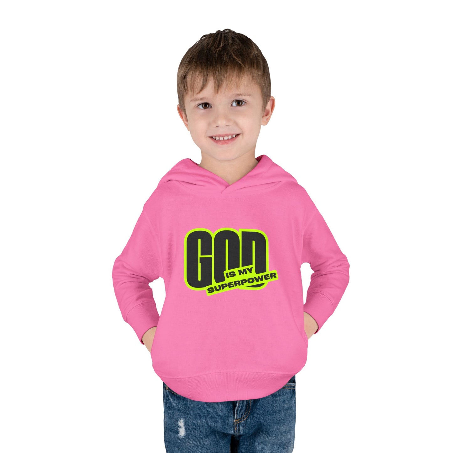 Toddler Fleece Hoodie with Fun Faith Design, trendy Kids Pullover, Cozy Religious Apparel for toddlers, casual Everyday winterWear, God is [...]