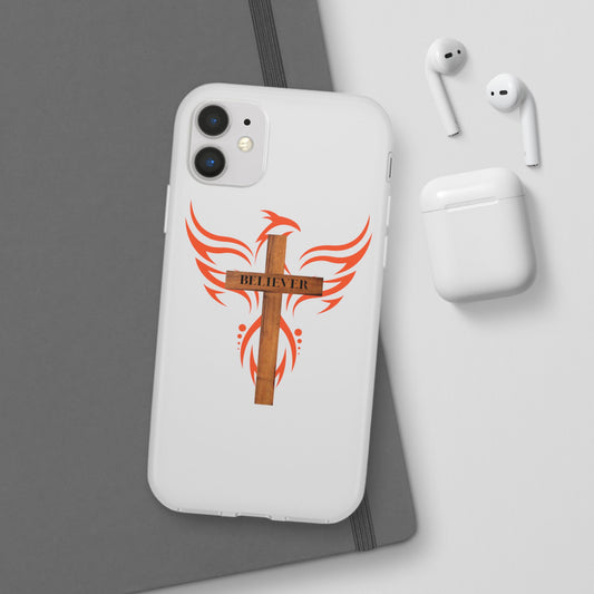 Phoenix & Cross themed Flexi Phone Case - Believer Design, Inspirational faith inspired Gift, Faith inspired Accessories, Phone Protection phone case, trending phone cases