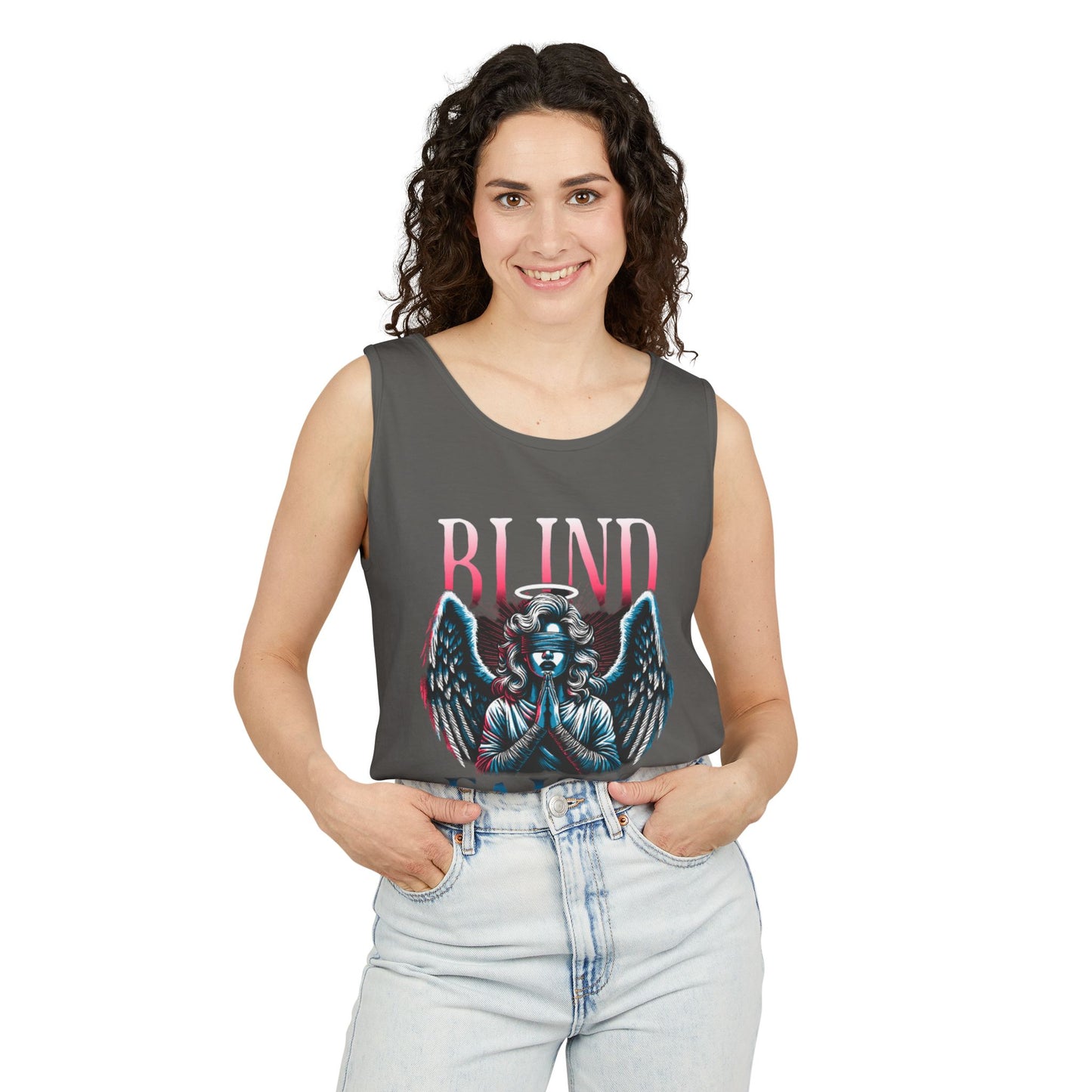 Stylish Unisex Graphic Tank Top - trendy Summer Attire, Casual Wear for everyday, Music Festivals, Gift Idea, Angel Theme