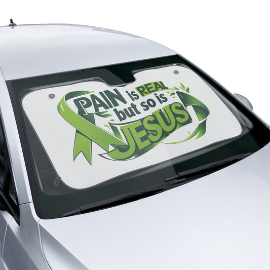 Pain is Real Car Sun Shades, Auto Sunshade for Windshield, Jesus Sun Protector, Inspirational Car Accessory, Gift for Believers