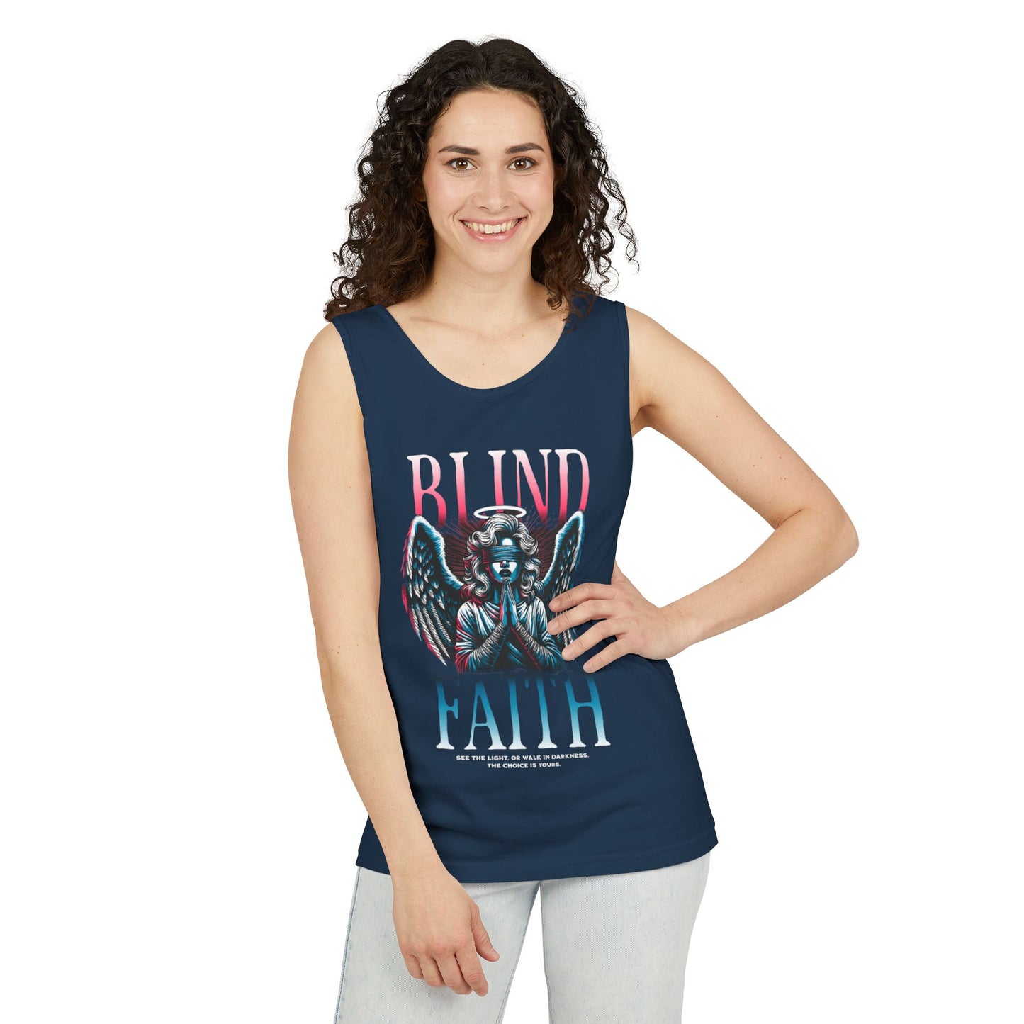 Stylish Unisex Graphic Tank Top - trendy Summer Attire, Casual Wear for everyday, Music Festivals, Gift Idea, Angel Theme