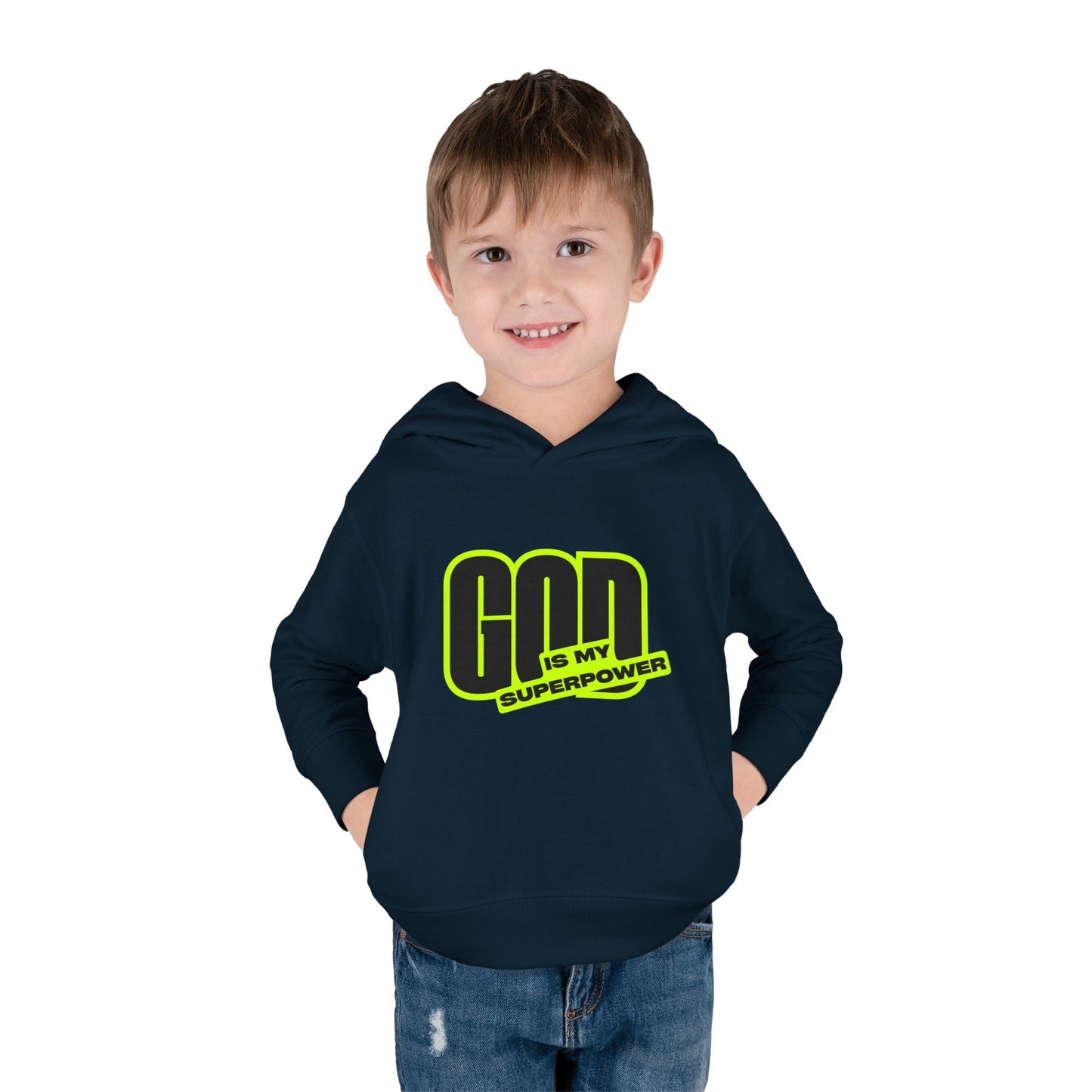 Toddler Fleece Hoodie with Fun Faith Design, trendy Kids Pullover, Cozy Religious Apparel for toddlers, casual Everyday winterWear, God is [...]