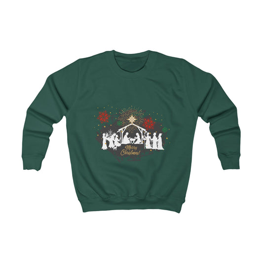 Christmas themed Kids Sweatshirt , Perfect, faith Inspired Cozy Wear, Winter apparel for christians