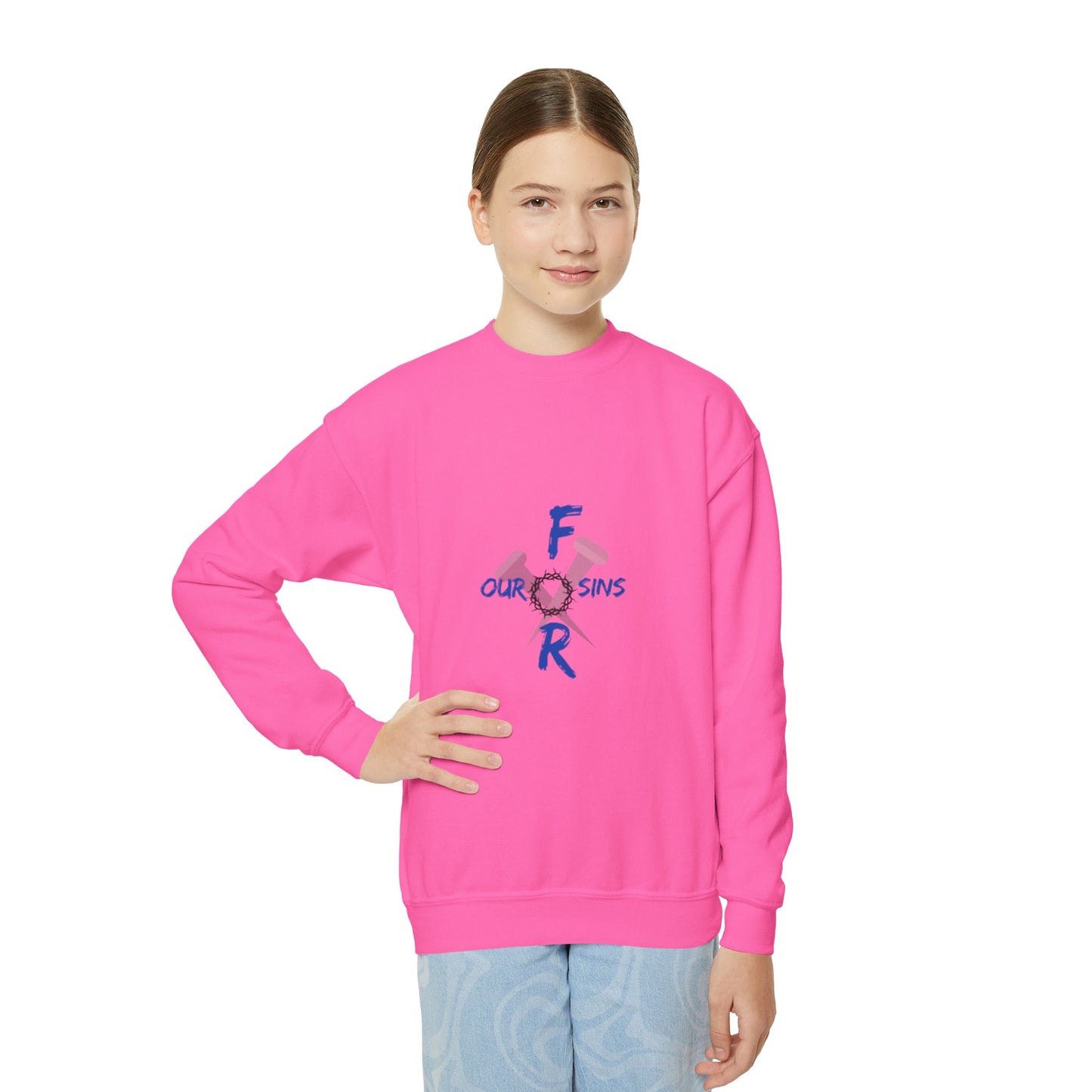 Youth Crewneck Sweatshirt with Inspirational Design, Cozy Gift for Kids, Faith-Focused Apparel, Perfect for Church Events, Family [...]