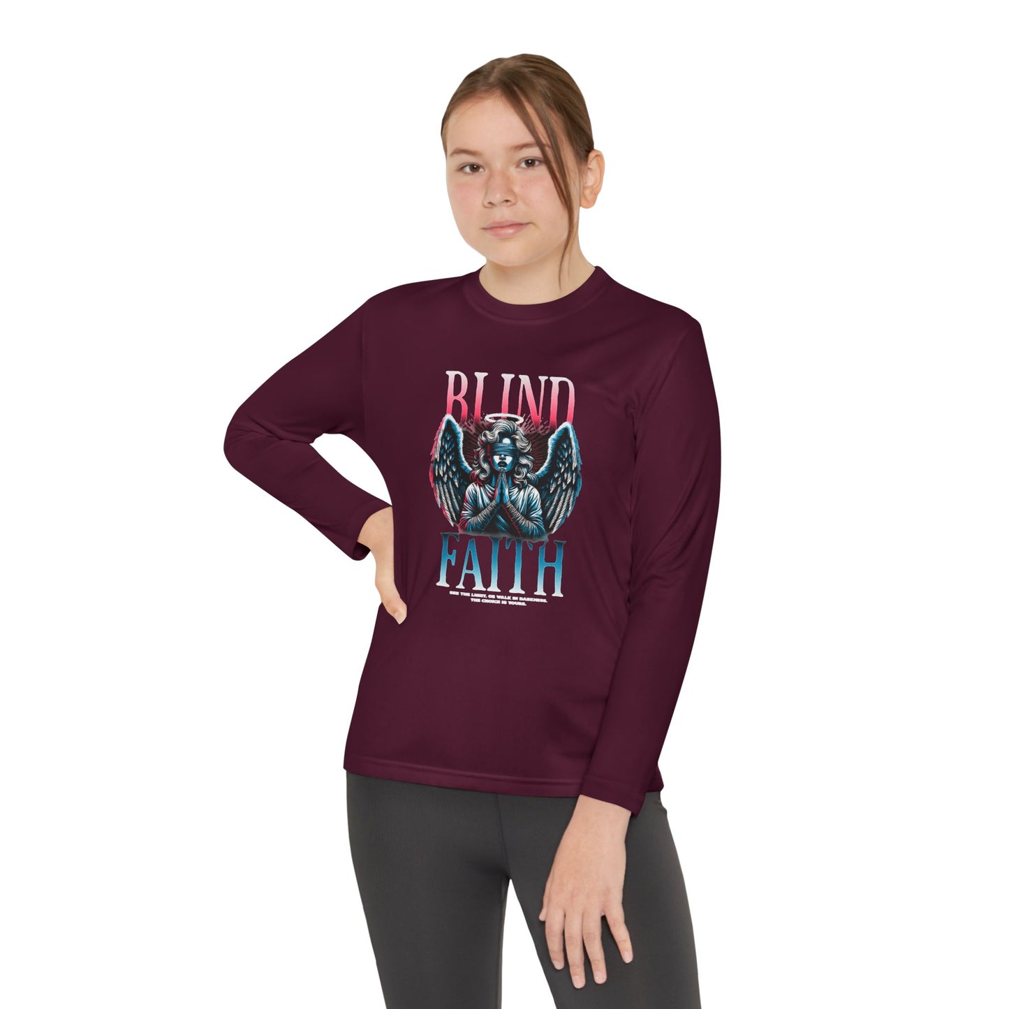 Youth Long Sleeve Tee - Blind Faith Graphic, Stylish Kids Shirt, Birthday Gift, Casual Wear, Trendy Youth Apparel, Unique Design Shirt