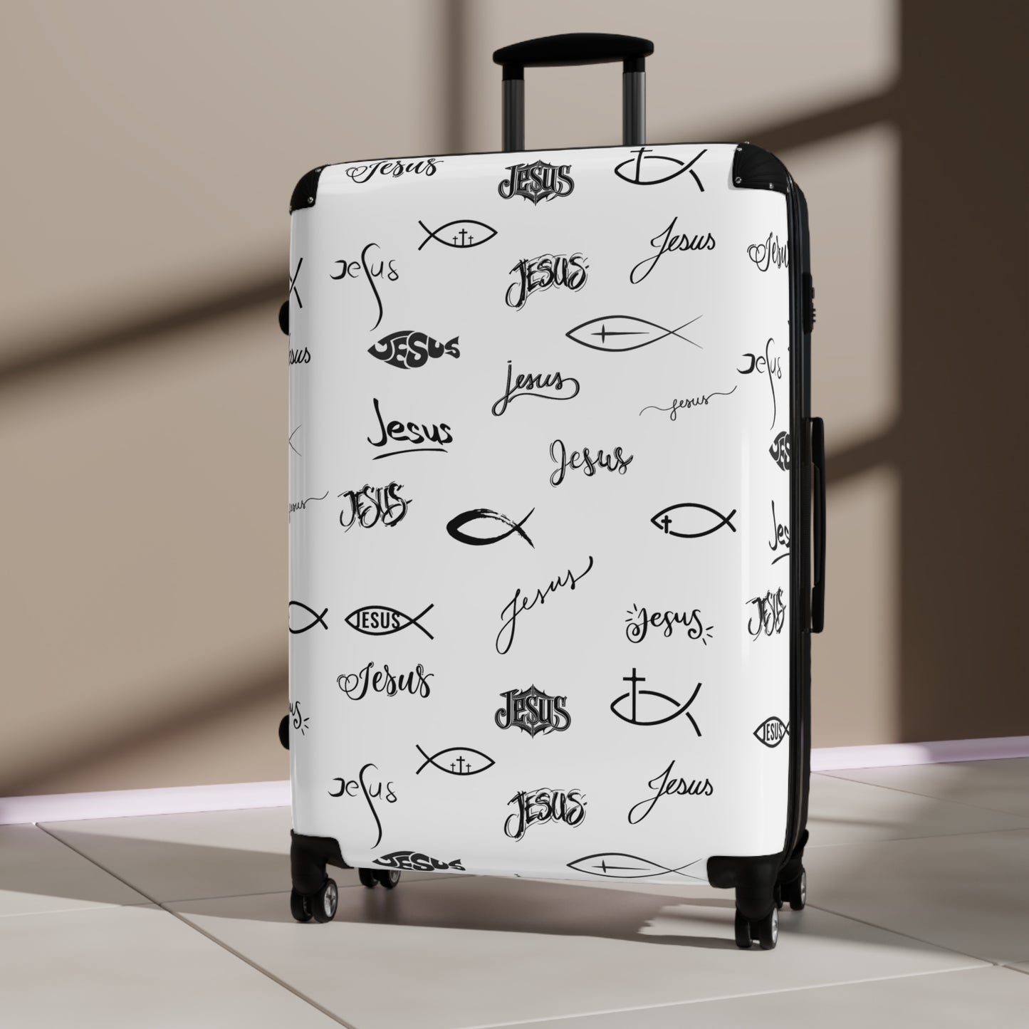 Stylish Travel Suitcase with Jesus Design, Christian Luggage, Faith-Inspired Carry-On, Religious Travel Gear, Perfect Gift for travelers who love jesus
