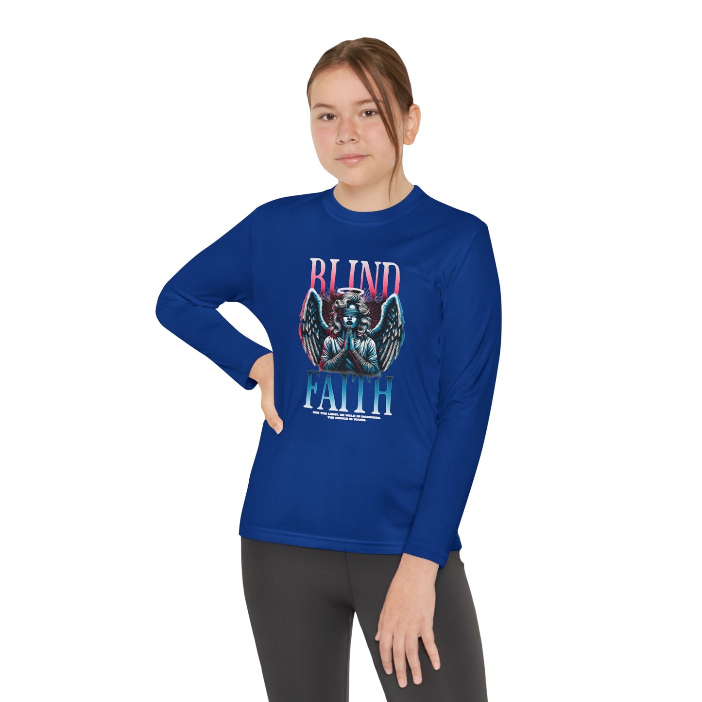 Youth Long Sleeve Tee - Blind Faith Graphic, Stylish Kids Shirt, Birthday Gift, Casual Wear, Trendy Youth Apparel, Unique Design Shirt