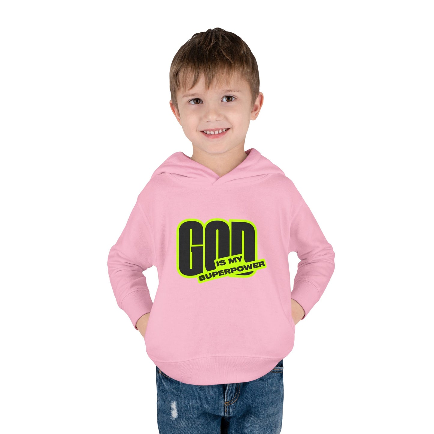 Toddler Fleece Hoodie with Fun Faith Design, trendy Kids Pullover, Cozy Religious Apparel for toddlers, casual Everyday winterWear, God is [...]