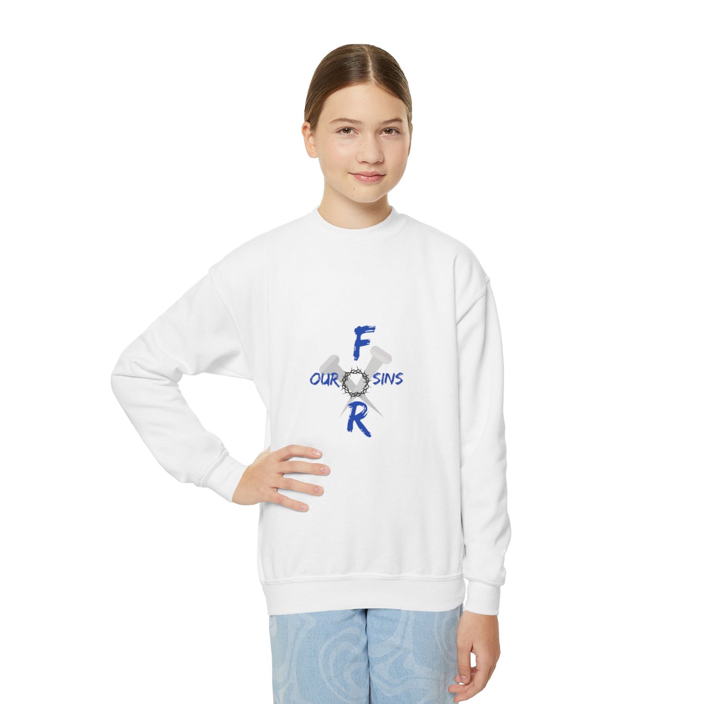 Youth Crewneck Sweatshirt with Inspirational Design, Cozy Gift for Kids, Faith-Focused Apparel, Perfect for Church Events, Family [...]