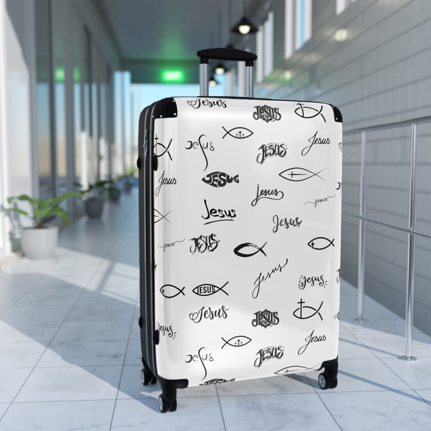 Stylish Travel Suitcase with Jesus Design, Christian Luggage, Faith-Inspired Carry-On, Religious Travel Gear, Perfect Gift for travelers who love jesus
