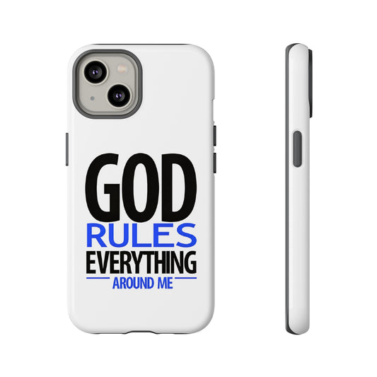 God Rules Tough Phone Case, trending phone cases, Religious Gift, spiritually themed Accessory, Inspirational Phone Case, Faith-Based phone Case