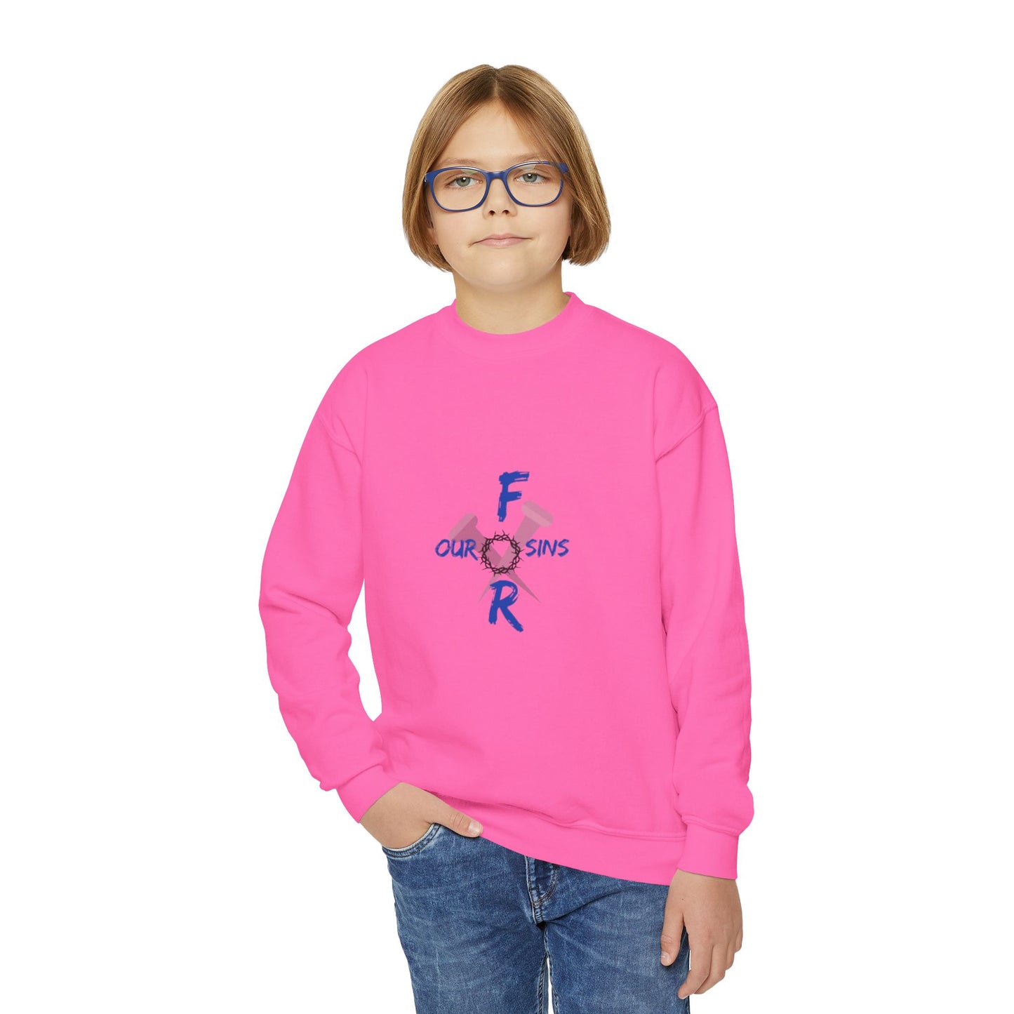 Youth Crewneck Sweatshirt with Inspirational Design, Cozy Gift for Kids, Faith-Focused Apparel, Perfect for Church Events, Family [...]