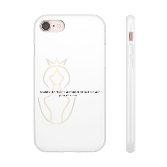 Scripture themed Phone Case, Proverbs 16:3, Clear Back, Motivational Flexi Case, Gift for Her, Christian Decor,phone case gift idea