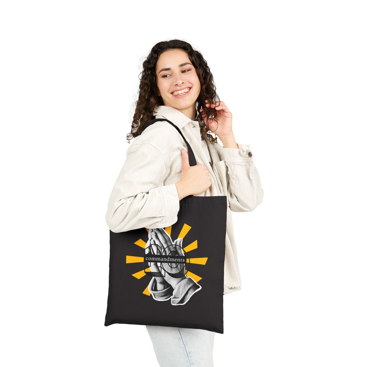Praying Hands Canvas Tote Bag, Faith-Based Tote, Religious Gift, Spiritual Bag, Eco-Friendly Shopping Tote, Inspirational Gift