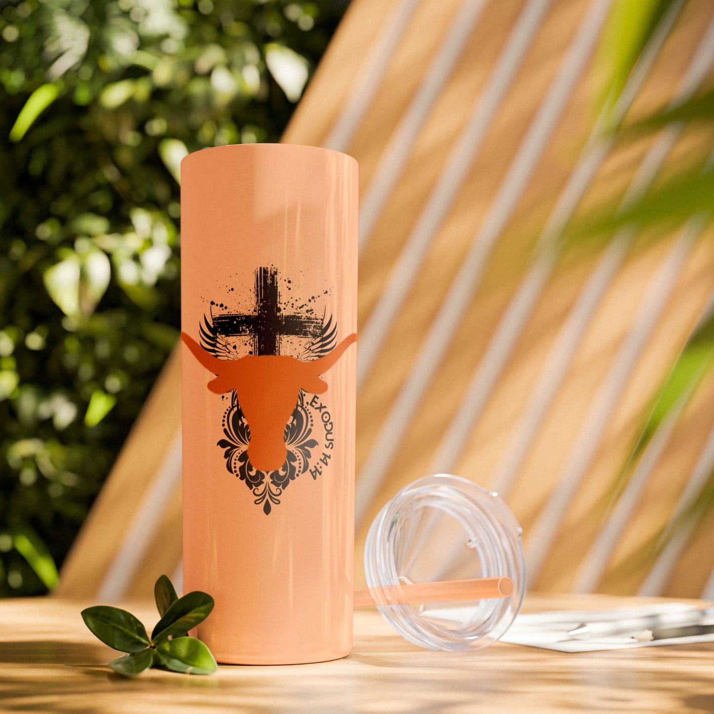 Faith inspired Texas State University at Austin Longhorn themed Skinny Tumbler| university Style Travel Mug | Personalized Gift for university students|